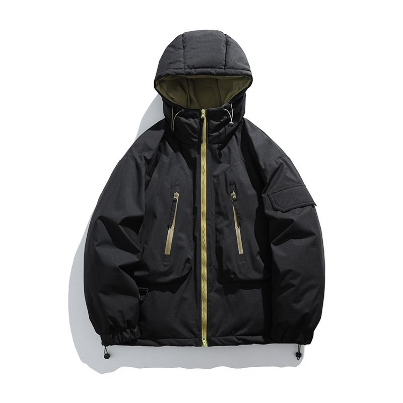 Men's Utility Workwear Jacket – Multi-Pocket Winter Coat, Streetwear Bomber With Detachable Hood & Reinforced Stitching_viptrois.com