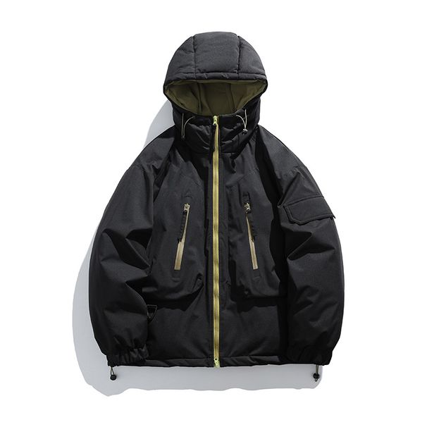Men's Utility Workwear Jacket – Multi-Pocket Winter Coat, Streetwear Bomber With Detachable Hood & Reinforced Stitching_viptrois.com