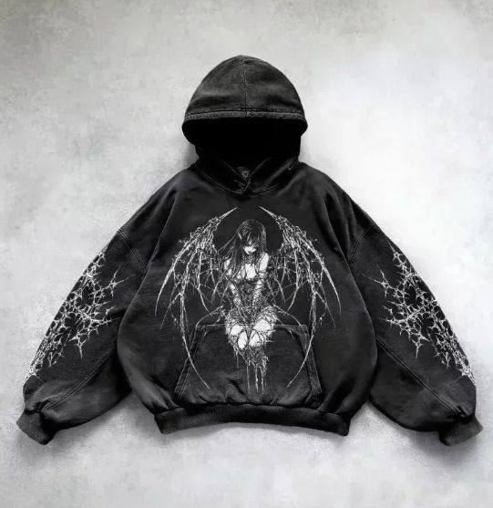 New Demon Girl Print National Trend Treasure Hoodie Cotton Top Sweatshirt Versatile Jacket Hot Sale_viptrois.com