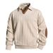 Men's Clothing Men's V-Neck Pullover Sweatshirt – Stylish Casual Long Sleeve Top With Lapel Collar For Everyday Wear (S-3XL, Black/Khaki/Brown)_viptrois.com