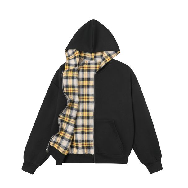 Reversible Hooie Sweatshirt Autumn Winter Men's Casual Sports Shirt Loose Fit Versatile Plai Zipper Jacket Treny_viptrois.com