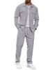 Men's Casual Sports Two Piece Suit Simple Button Pocket Lapel Jacket Straight Pants Suit_viptrois.com