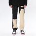 Men’s High-Street Ripped Jeans – Black & White Contrast Slim-Fit Flared Pants With Distressed Detailing_viptrois.com
