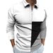 Zipper Casual Slim Fit Men's Color Block Digital Print Long Sleeve Polo_viptrois.com