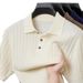 Men's Clothing Men's Summer Short Sleeve Knit Shirt Simple Solid Color Casual Trendy T-Shirt Jacquard Openwork Collar_viptrois.com