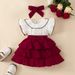 Babies' clothes baby girl bowknot cake skirt little girl A-line skirt fashion stitching ruffled sleeveless fashion dress_viptrois.com