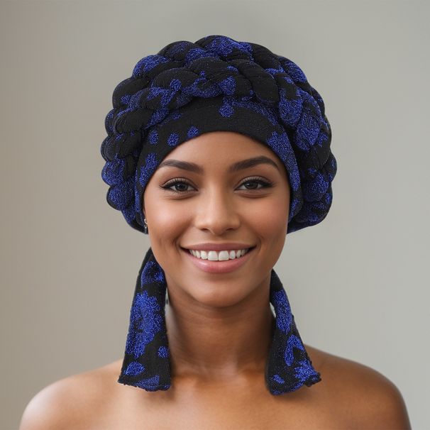 New Gold Silk Elastic Print Double Braid Strap Pirate Long Tail Hat National Fashion All Match Headscarf_viptrois.com
