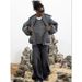 Men's Clothing INS hot winter patchwork contrast color hooded functional style men and women loose double layer zipper thickened cotton jacket trend_viptrois.com
