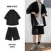 CT DK Uniform Men's Full Set Summer Loose College Style Trendy JK Suit Three-Quarter Sleeve Chic Small Blazer_viptrois.com
