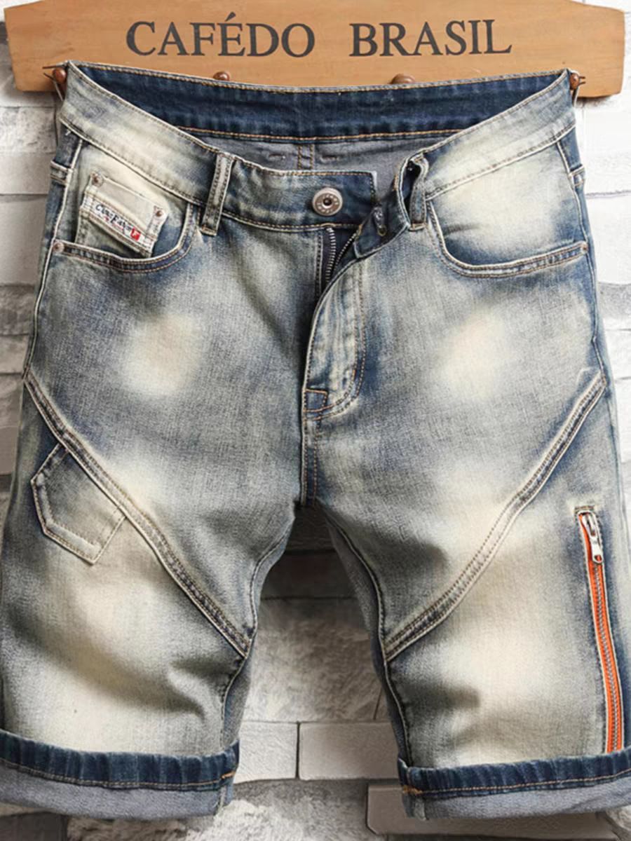 Men's Clothing High Quality Summer Denim Shorts Trendy Split Pants Mid Length Pants_viptrois.com