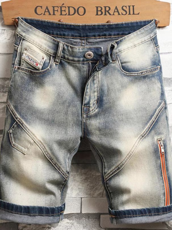 Men's Clothing High Quality Summer Denim Shorts Trendy Split Pants Mid Length Pants_viptrois.com