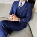 Men's Slim Fit Wedding Suit – Single/Double-Breasted Blue Groom Suit With Vest & Trousers_viptrois.com