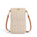 Summer Beach 2024 New Women's Versatile One Shoulder Diagonal Straddle Vertical Phone Bag Grass Woven Zero Wallet_viptrois.com