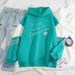 American Style Color Block Couple Loose English Letter Print Pullover Outerwear Cool Top Sweatshirt_viptrois.com