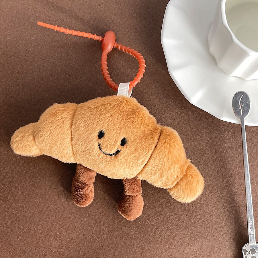 Cute French Baguette Plush Bread Stick Doll Croissant Doll Keychain Pendant School Bag Ornament_viptrois.com