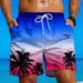 Men's Clothing Fashion Gradient Pattern Beach Shorts Men's Coconut Tree 3D Printing Swimming Trunks Summer Hawaiian Shorts Loose Version_viptrois.com