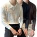 Oversized Men's Long Sleeve Polo Shirt Knit Business Casual V-Neck Relaxed Fit T-Shirt Lightweight Polyester for Office And Travel S-2XL_viptrois.com