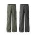 Men's Clothing Washed Distressed Paratrooper Overalls With Multiple Pockets, Functional Style, Casual Loose Straight Trousers For Men_viptrois.com