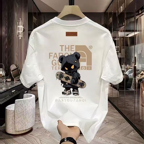 Men's Clothing Cotton Short Sleeved Fashion Printing Loose T Shirt_viptrois.com