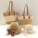 Women's Hats Single Shoulder Straw Bag New Style Women's Large Capacity Striped Straw Bag Woven Bag Holiday Beach Bag Two Piece Set Straw Hat_viptrois.com