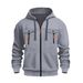 Men's Oversized Hooded Zip-Up Sweatshirt – Streetwear Fleece Jacket With Pockets, Unisex Heavyweight Pullover (S-Xxxl)_viptrois.com