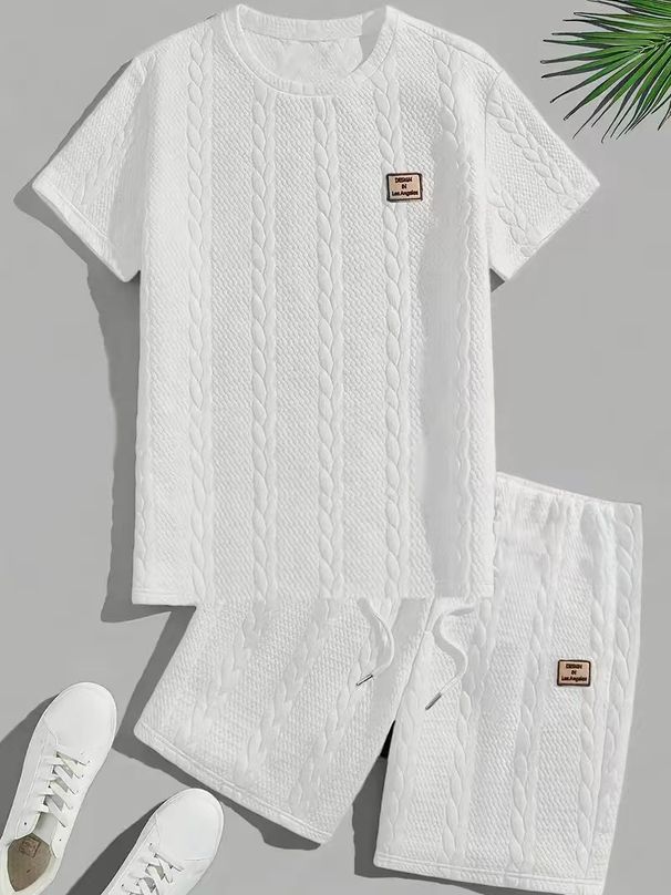 Men's Clothing New Jacquard Heavy Short Sleeved T Shirt Men's Summer Ins Trendy Couple Loose Round Neck Short Sleeved T Shirt_viptrois.com