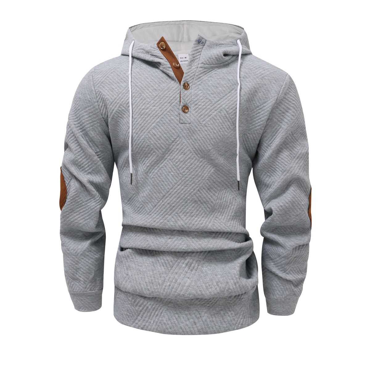 Autumn And Winter New European And American Men's Solid Color Jacquard Hooded Sweatshirt Loose Sports Casual Top Jacket_viptrois.com