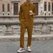 Men's Clothing Men's Corduroy Workwear Set - Long Sleeve Shirt & Relaxed Fit Pants For Casual & Urban Style (Caramel, Black, Army Green, Beige, Gray)_viptrois.com
