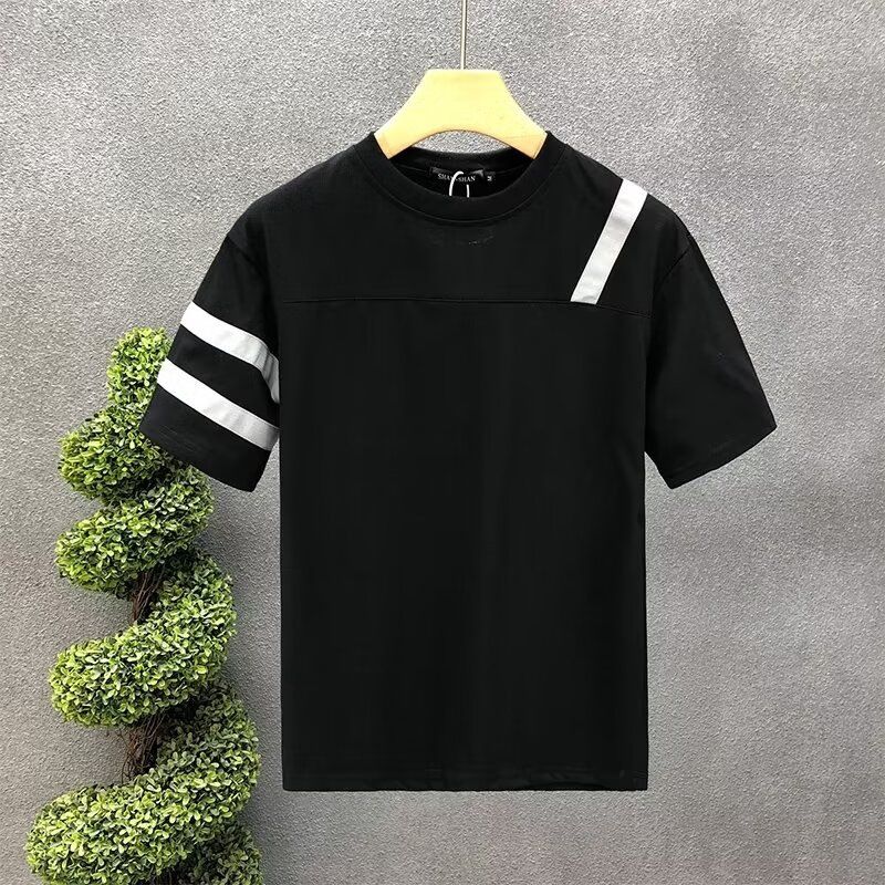 Men's Fashion Contrast Trim Short Sleeve T-Shirt - Lightweight Breathable Loose Fit Tee With Urban Style_viptrois.com