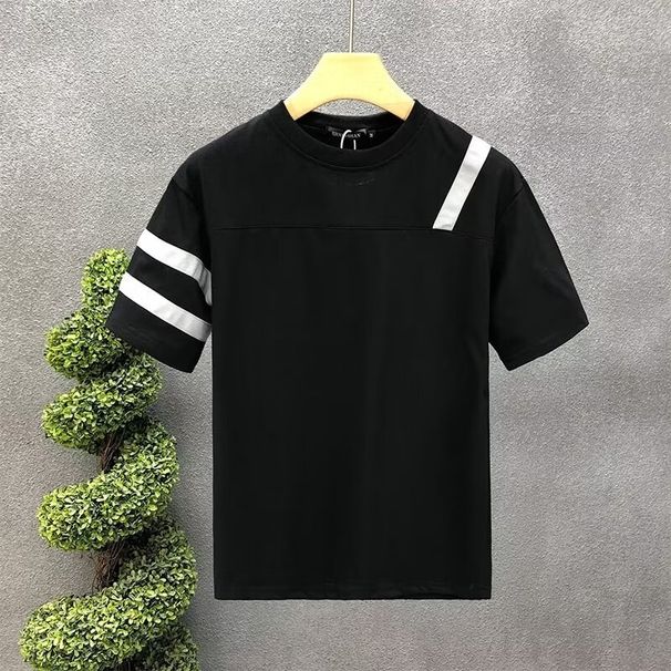 Men's Fashion Contrast Trim Short Sleeve T-Shirt - Lightweight Breathable Loose Fit Tee With Urban Style_viptrois.com