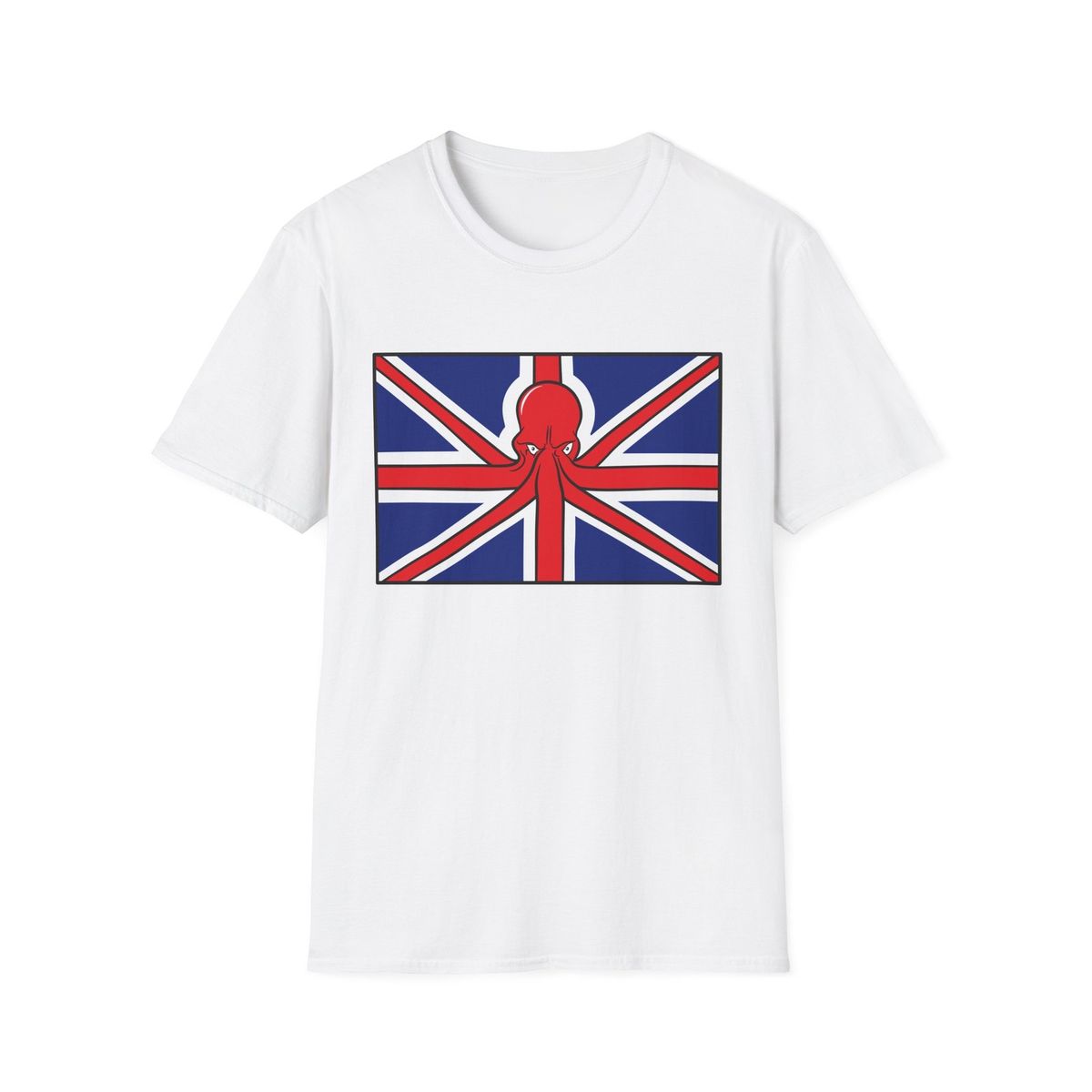 UK Flag Kraken Graphic Tee, Funny Union Jack Top, Softstyle T-Shirt Mens Womens Tees Top_viptrois.com