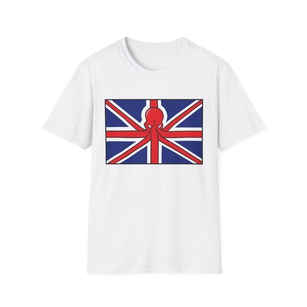 UK Flag Kraken Graphic Tee, Funny Union Jack Top, Softstyle T-Shirt Mens Womens Tees Top_viptrois.com