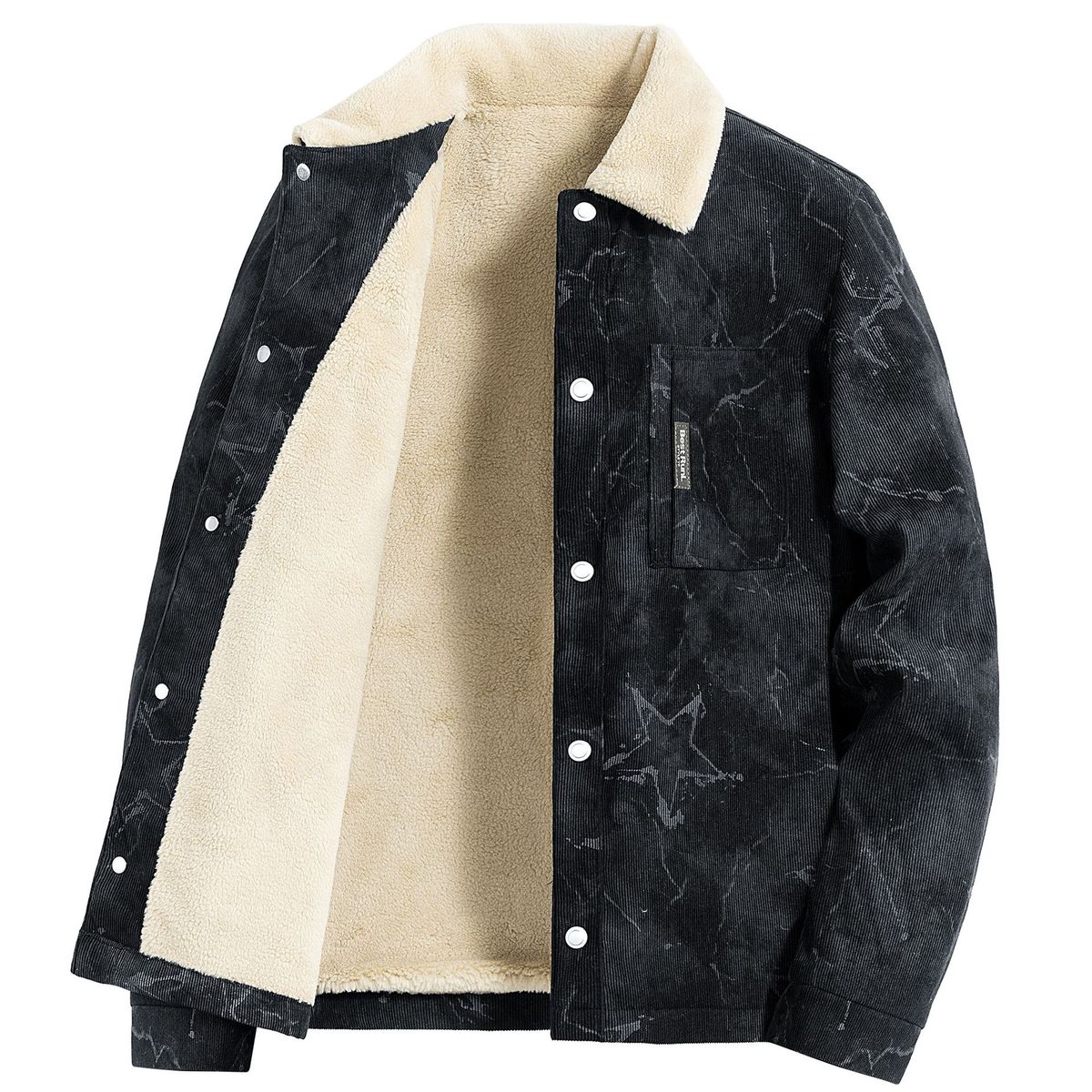 2025 Winter Velvet Warm Lamb Wool Jacket Retro Trend Lapel Cotton Clothes Men_viptrois.com