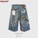 Men's Clothing Men's And Women's Spring And Summer New Old Retro Pants High Street Men And Women's Same Style 3D Scissors Printed Denim Shorts_viptrois.com
