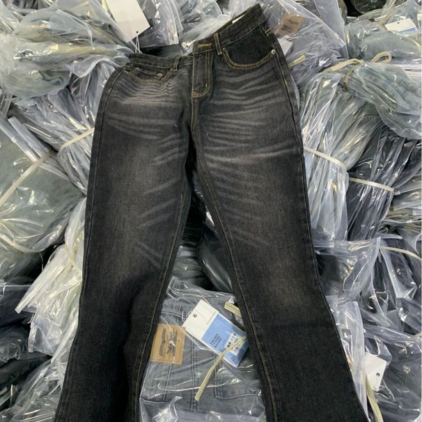 American High Street Cat Beard Washed Micro-pull Jeans Men And Women Trendy Brand Thin Loose Cleanfit Pants Trendy_viptrois.com