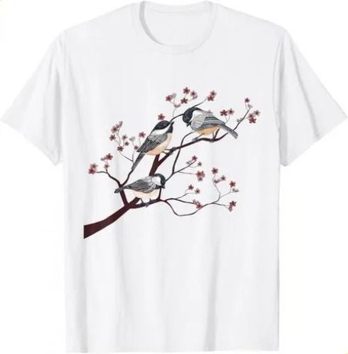 2026 T-shirtbird Watching Nature Animal Vintage Blossom Chickadee_viptrois.com