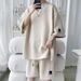 Waffle Short Sleeve T-Shirt Men's Casual Sports Summer Loose Oversized Top And Shorts Two-Piece Set_viptrois.com