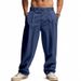 Men's Casual Linen Pants Loose Fit Breathable Simple Straight Leg Outdoor Sports Versatile Sports Pants_viptrois.com