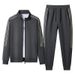 Men's Clothing Men's 3-Stripe Track Suit Set Stand Collar Sweatshirt With Joggers, Casual Sportswear For Running & Gym (Grey/Black/Dark Green) - M-5XL_viptrois.com
