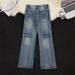 Men's Clothing Jeans Men And Women Summer High End Fashion Brand Flared Loose Vibe Mopping Trousers_viptrois.com