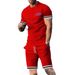 Men's Casual Sports Suit Fitness Short Sleeved T Shirts And Shorts_viptrois.com
