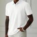 Men's Clothing Men's Solid Color Lapel Front Button Short Sleeved Shirt Casual Daily_viptrois.com