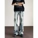 Cleanfit Washed Dirty Wide Jeans For Men, American Fashion Brand High Street Design, Slightly Flared Straight Leg Pants_viptrois.com