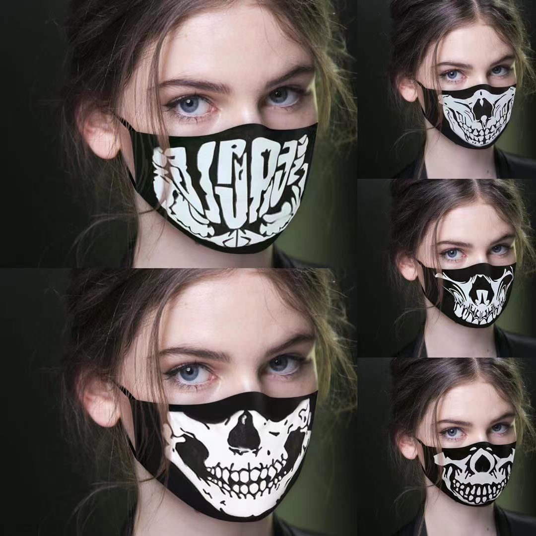Halloween Expression Adult Cloth With Dustproof Printed Cotton Mask_viptrois.com