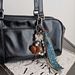 Bag Pendant Post-Apocalyptic Style Brown Butterfly & Heart Charm - Denim & Braided Rope Bag Accessory (Minimalist Design)_viptrois.com
