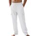 Men's Cargo Pants – Loose Fit Multi-Pocket Trousers, Breathable Linen-Blend For Comfort & Style_viptrois.com