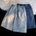 Men's Denim Shorts 5-Inch Inseam American Casual Washed Elastic Waist Straight Leg Summer Shorts_viptrois.com