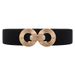 Unisex Elastic Belt Women's Geometric Metal Buckle Stylish Waist Wrap Black Embellished Dress_viptrois.com