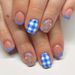 Short bright face square armor blue flower blue and white plaid wearing nail art patch fresh fashion Europe and the United States foreign trade 24 pie_viptrois.com