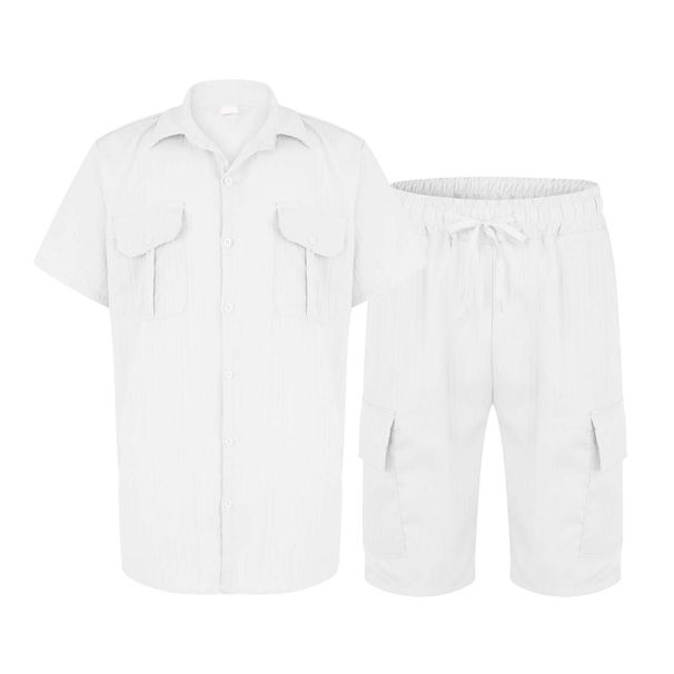Cross-Border European American Independent New Short Sleeve And Shorts Two-Piece Solid Color Sports Casual Loose Simple_viptrois.com